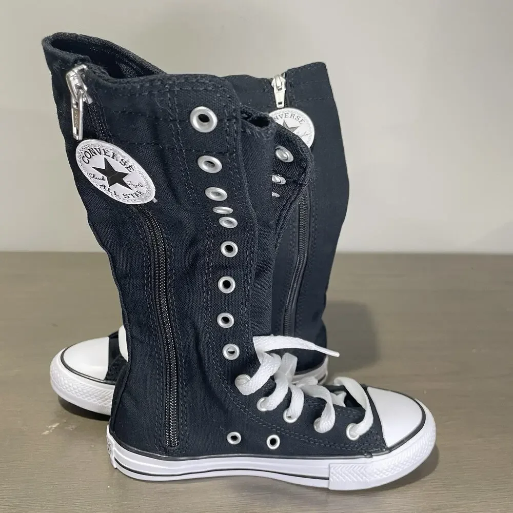 Converse Kids Size 13 Shoes NEW Knee High Chuck Taylor All Star XHi Black Zip Up